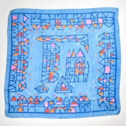 Lanvin Castillo silk scarf vintage Paris designer scarf in blue 1960s