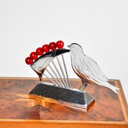 art deco bird and cherries cocktail stick set chrome bakelite french antique barware