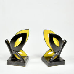 Primavera Art Deco bookends by CAB Bordeaux black yellow butterfly 1930 French ceramic 4