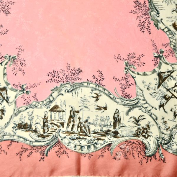 Thirkell London 1950s silk scarf chinoiserie pink 1
