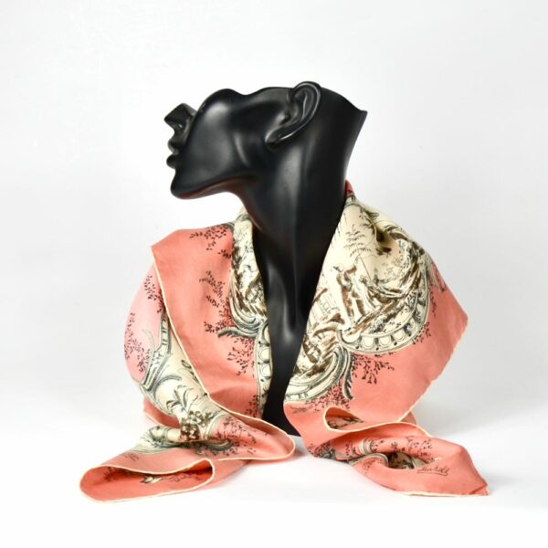 Thirkell London 1950s silk scarf chinoiserie pink 2