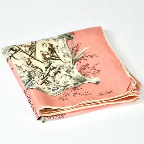Thirkell London 1950s silk scarf chinoiserie pink 3