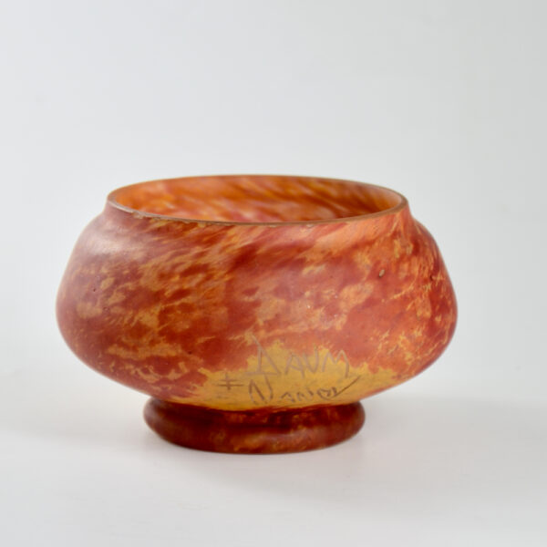 Daum Nancy pâte-de-verre orange marbled bowl c1910 - Image 3