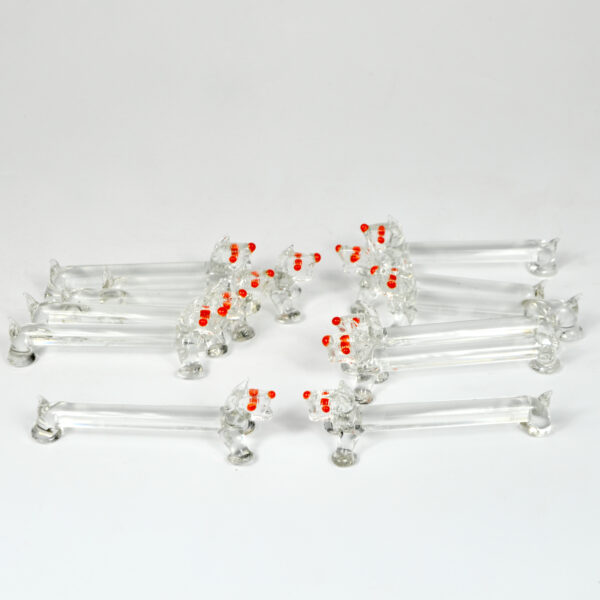art deco animal knife rests set of 12 bimini style glass hand made scottie dog 1930s 2