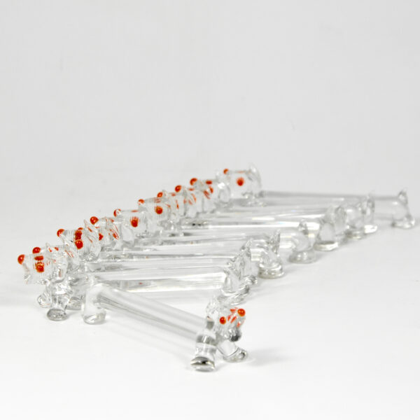 art deco animal knife rests set of 12 bimini style glass hand made scottie dog 1930s