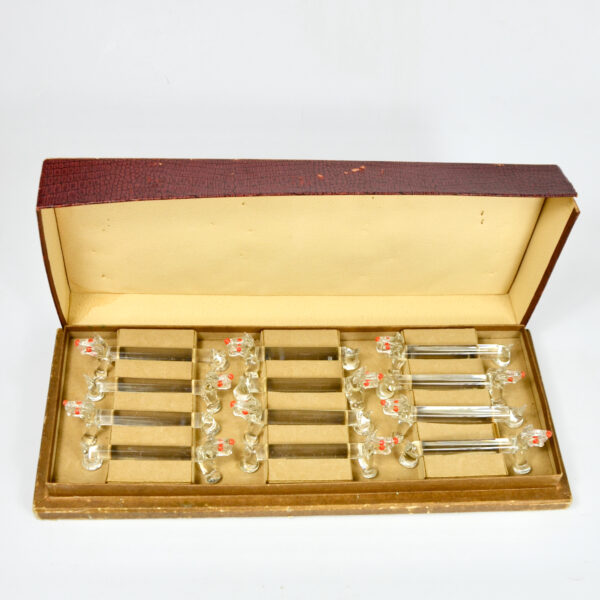 art deco animal knife rests set of 12 bimini style glass hand made scottie dog 1930s 7