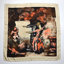 jacques griffe 1950s picture scarf french couture orange black 1950s