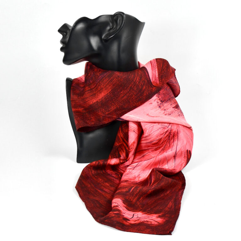 Écharpe En Soie JACQUES GRIFFE Vintage - 100% Soie, Couleur Bordeaux, 36x135 Cm - Occasion