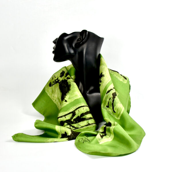 jacques griffe vintage silk scarf french designer symbol forest green 1950s 3
