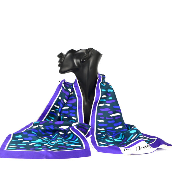 jean dessès french designer silk scarf 1960s paris couture purple green 2