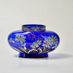Legras French art nouveau vase cobalt blue enamelled glass 1900