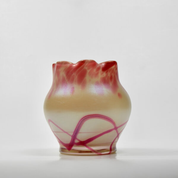 Pallme Konig art nouveau red spot vase iridescent jugendstil austrian 1900 2