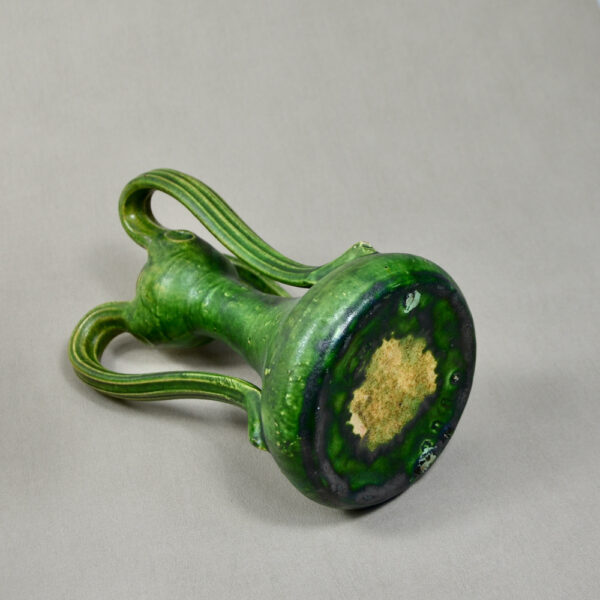 belgian-art-nouveau-vase-with-3-handles-c1900-art-pottery-green-vase 1