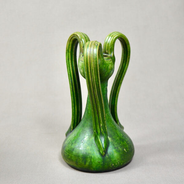 belgian-art-nouveau-vase-with-3-handles-c1900-art-pottery-green-vase 5