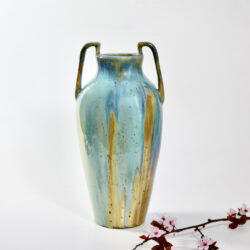 jean langlade glazed stoneware art nouveau baluster vase handles French ceramist 1900s 5