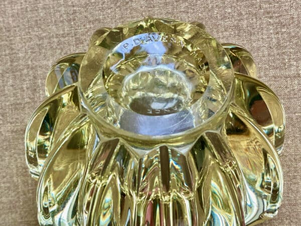 pierre-davesn-lobed-bowl yellow crystal glass French vintage design