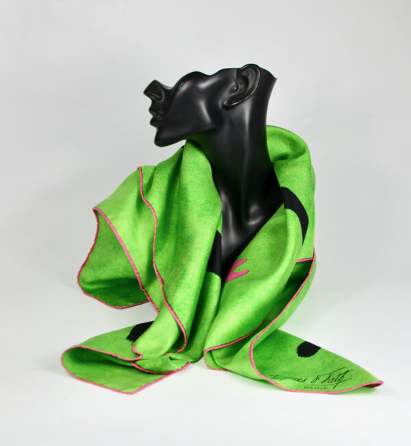 Jacques Fath silk scarf emerald green abstract 1960s French designer scarf (1)