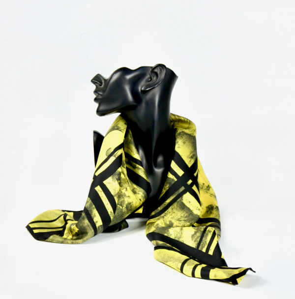 Nina Ricci silk scarf vintage French designer scarf yellow 1960s 2