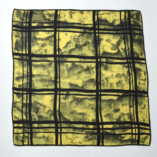 Nina Ricci silk scarf vintage French designer scarf yellow 1960s