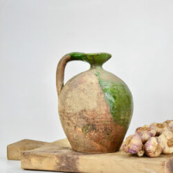 Antique Green Terracotta Cruche, Provençal Water Jug, early 19thc
