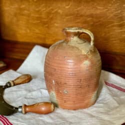 antique French cruche bottle in salt glaze stoneware
