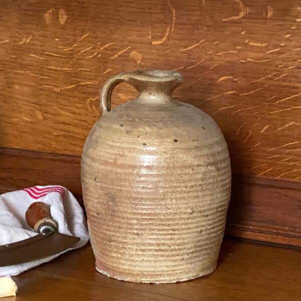 antique French cruche bottle in salt glaze stoneware