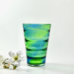 Royal Brierley Stevens and Williams optic rainbow glass vase English art deco glass c1935