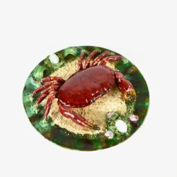 large Majolica crab plate, Palissy style, Portugal 12 inch assiette barbotine crabe 2