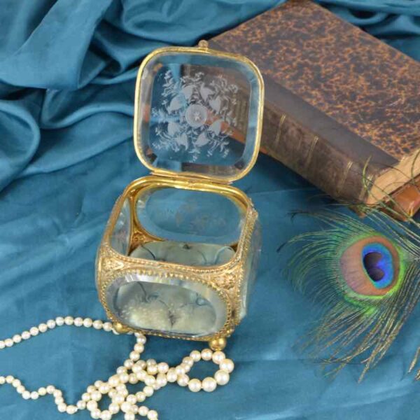 19thc French bevelled glass reliquary, jewellery box, Napoleon III