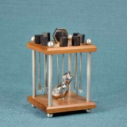 French Art Deco cocktail stick set bird in cage (1)