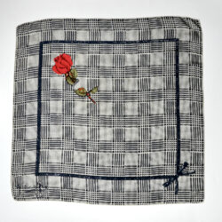 Madeleine de Rauch silk scarf black white houndstooth vintage french vdesigner scarf