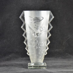 Muller freres luneville vase hirondelles french art deco glass