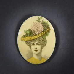 early lea stein attrib serigraphy brooch Belle Epoque portrait 1970s