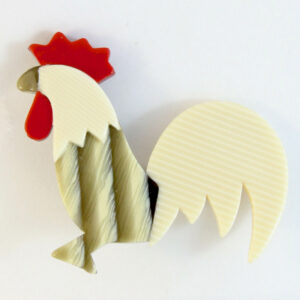 lea stein rooster cockerel brooch vintage french designer jewellery