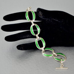 modernist 800 silver enamel bracelet green enamel link bracelet 3