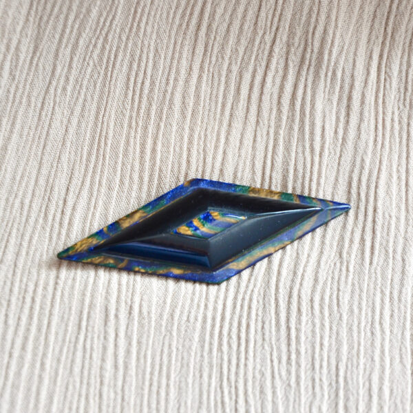 Early Lea Stein geometric brooch blue brown black swirl