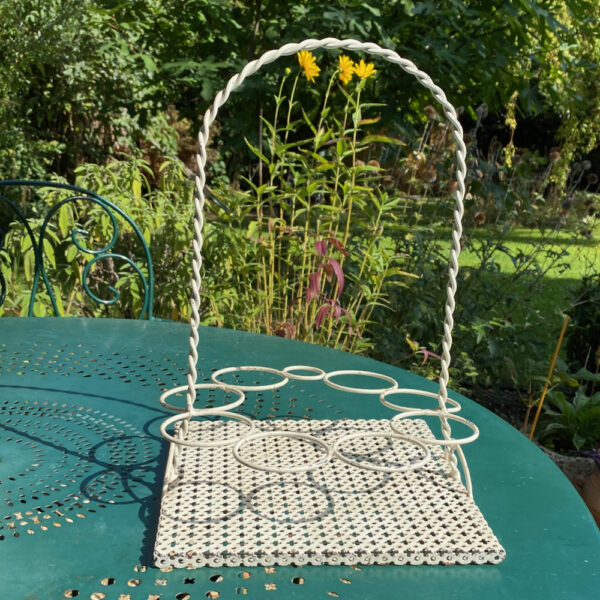 1950s drinks carrier attributed to Mathieu Mategot perforated metal 8 glasses holder
