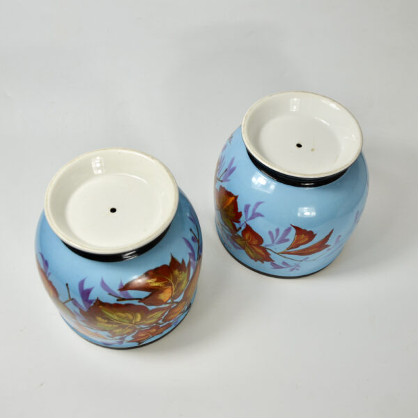 Antique Cachepots in hand painted Paris porcelain pair of 19thc cache-pots (3)