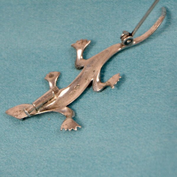 Art Deco silver marcasite lizard brooch 835 silver Germany (2)