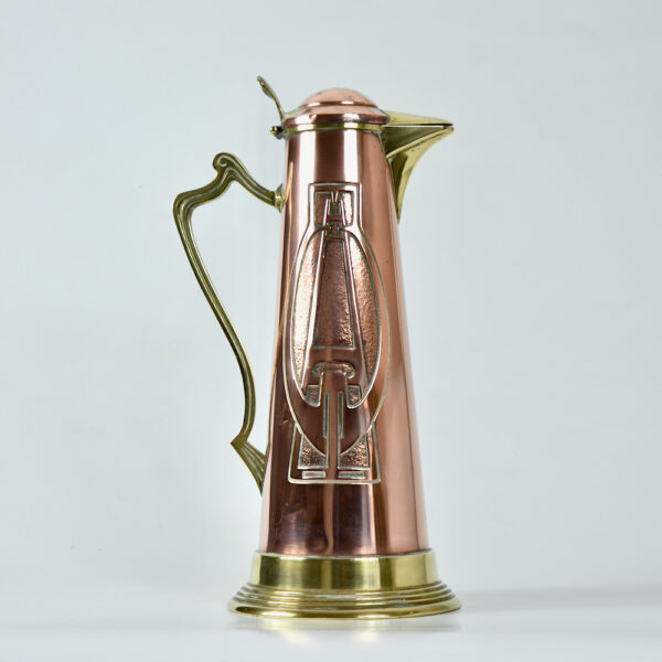 Art Nouveau copper and brass wine jug c1900 (3)