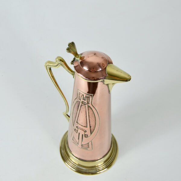 Art Nouveau copper and brass wine jug c1900 (4)