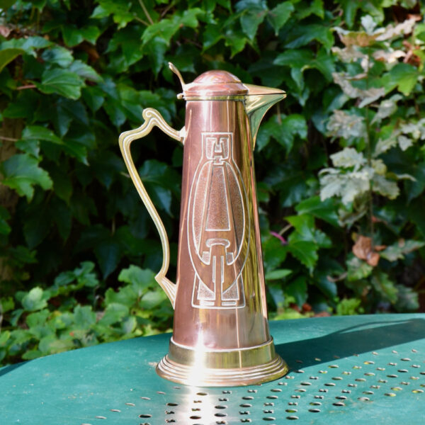 Art Nouveau copper and brass wine jug c1900 (6)