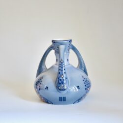 Five Lilles Art Nouveau vase blue 3 handled pottery vase 1910-1920