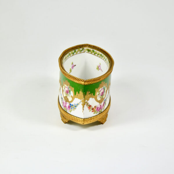 Sèvres jardinière 19thc French porcelain gilt bronze miniature (3)