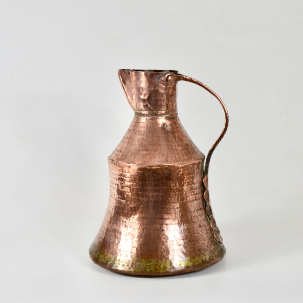 antique hammered copper pitcher dovetail seams 19thc ewer large jug (1)