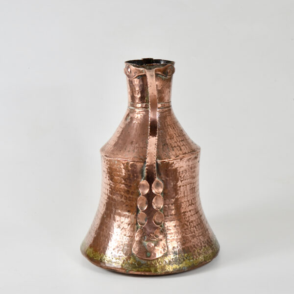 antique hammered copper pitcher dovetail seams 19thc ewer large jug (2)