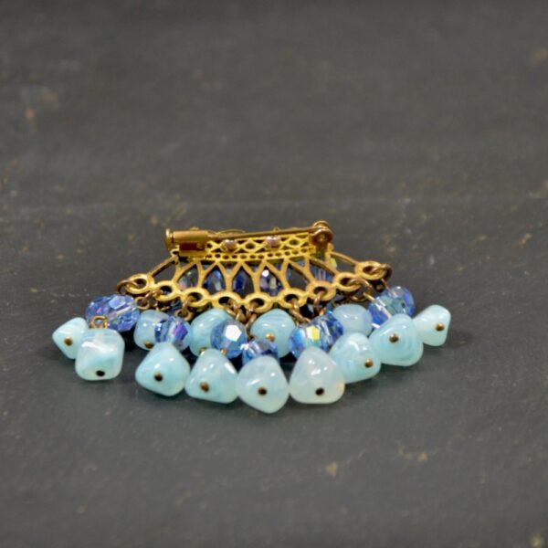 1950s blue cluster brooch, lampwork glass beads french-costume-jewellery (2)