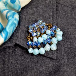 1950s blue cluster brooch, lampwork glass beads french-costume-jewellery