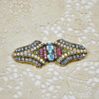 1950s’　ribbon motif rhinestone　brooch Kramer-York-1950s-Vintage-