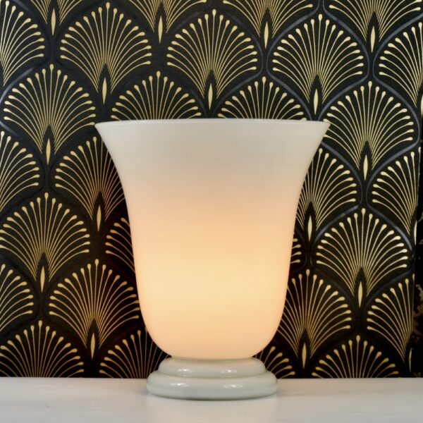 1980s table lamp in white opaline glass large vintage glass lamp (1)